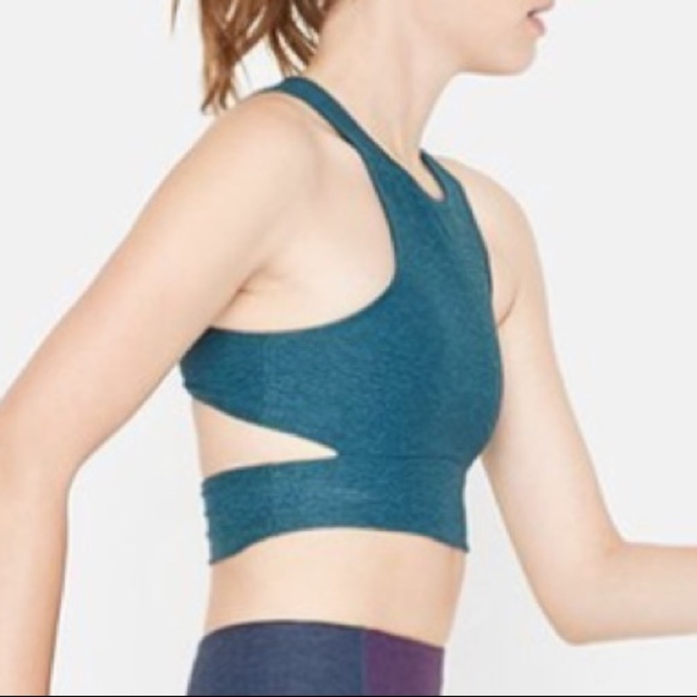 Outdoor Voices tri tone slashback crop sports bra